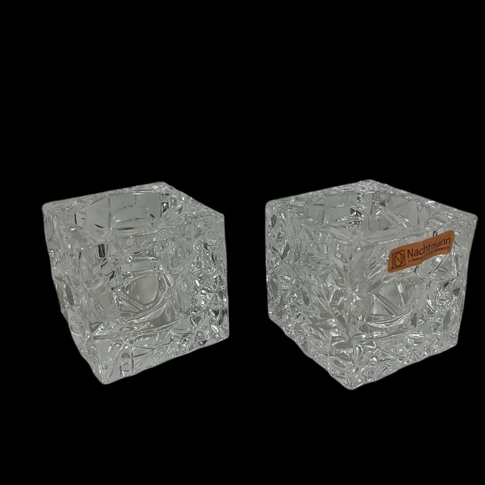 Nachtmann Crystal Candle Holders by Riedel Glassworks 3 inches